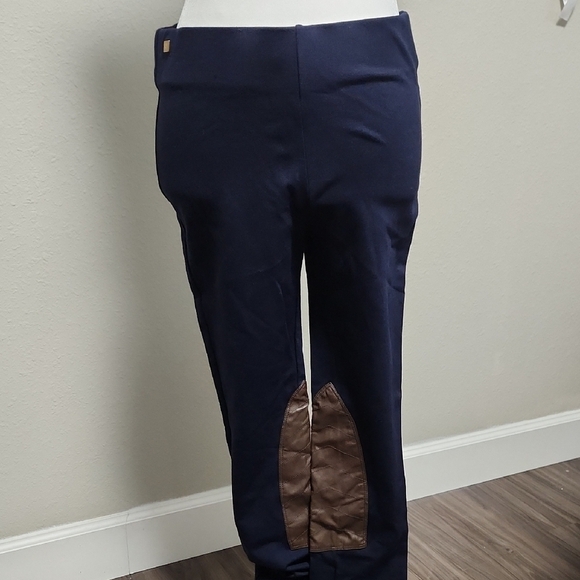 Ralph Lauren Black Label Pants - Ralph Lauren Black Label Women’s Navy Faux Leather Trim Leggings